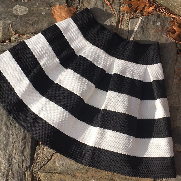 Xhilaration Dresses & Skirts - Black and White Striped Inverted Pleat Skirt